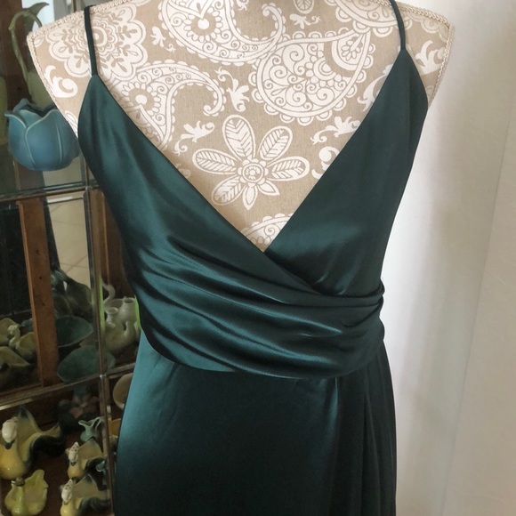 Jill Jill Stuart Wrap front Satin Slip Gown In Spruce - Picture 5 of 12